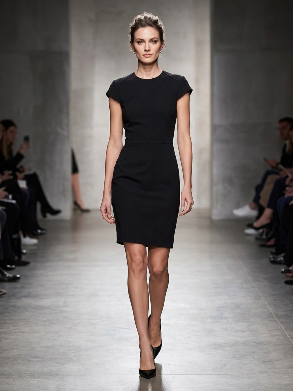 Classic Black Cap-Sleeve Sheath Dress